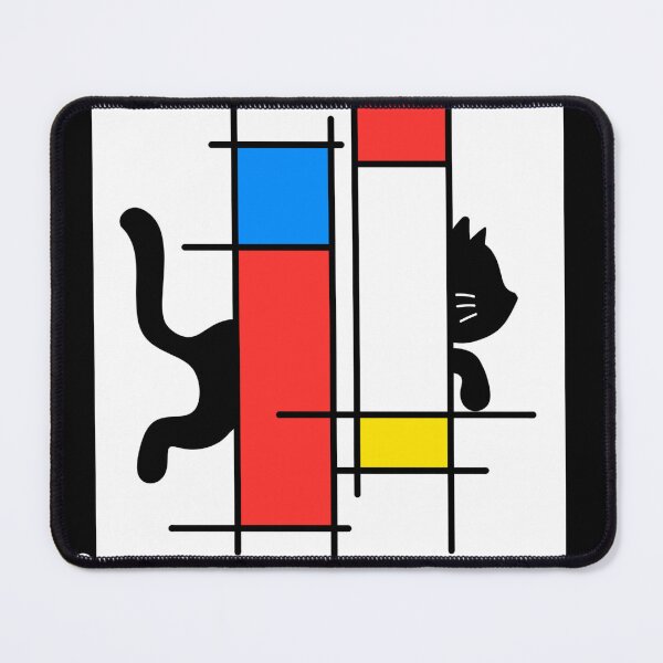 Item preview, Mondrian Cat  Modern Art Cat Abstract Design white background designed and sold by FuFuBleu.