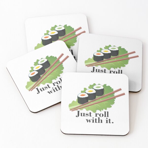 Item preview, Just Roll With It – Cute Sushi Pun with Salad Leaf and Chopsticks for Foodies, Skaters, or Chill Vibes designed and sold by MerchYouSearch.