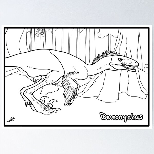 Item preview, Deinonychus (Real Raptors Have Feathers!) - For Coloring! designed and sold by PaleoFantasies.