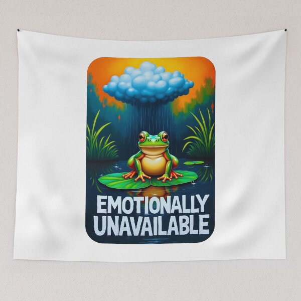 Item preview, Emotionally Unavailable Frog Under Rain Mental Health designed and sold by PEC-Studio.