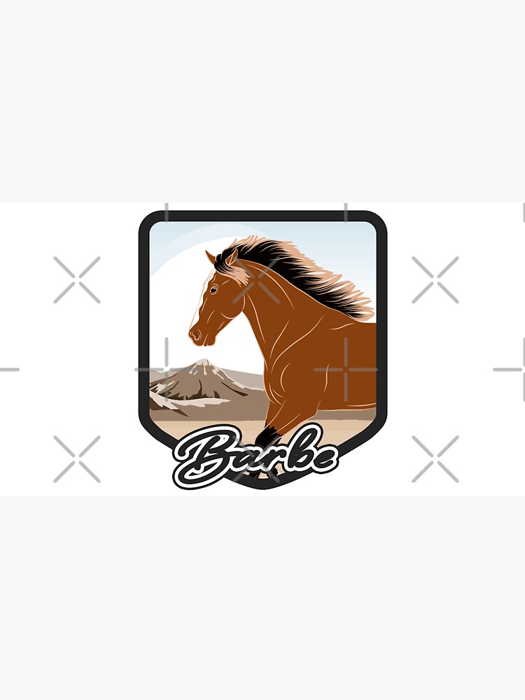 Aperçu 7 sur 7. Casquette avec l'œuvre Cheval Barbe, blason et armoirie cheval bai, cheval de selle, races de chevaux du Maroc créée et vendue par WebEquitation.