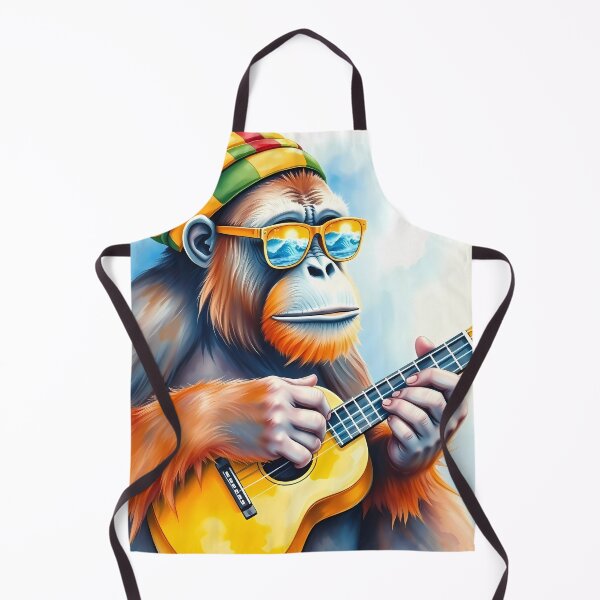 Artikelvorschau, Aquarell Ukulele Orang-Utan mit Sonnenbrille entworfen und verkauft von Vitalka-uk.