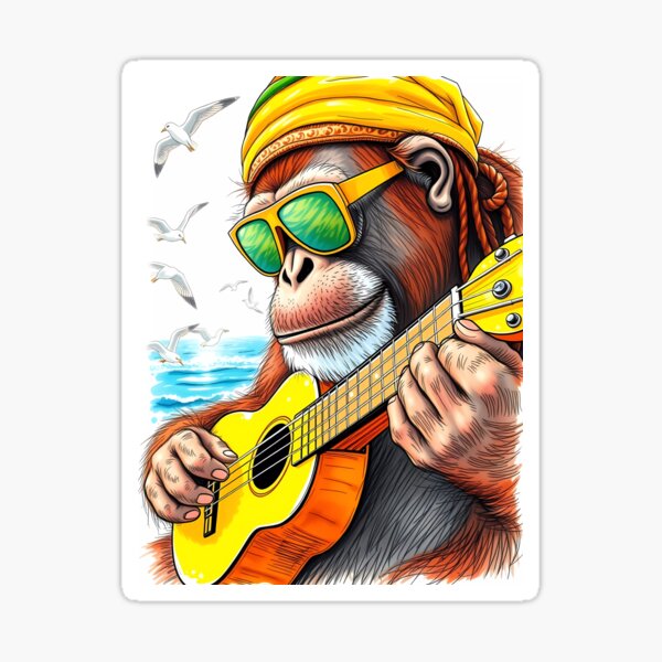 Item preview, Beach Vibes Orangutan Playing Ukulele designed and sold by Vitalka-uk.