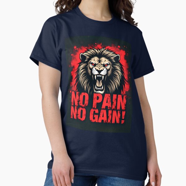 Item preview, No Pain No Gain Angry Lion Gym Motivation designed and sold by RecortShirt.