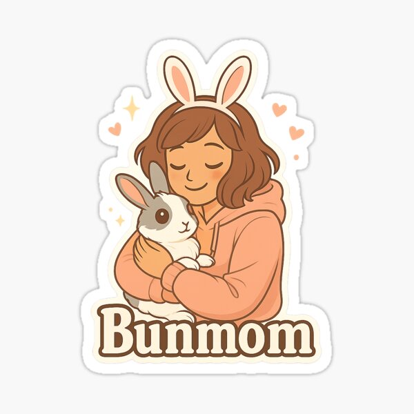 Item preview, Bun mom hugging rabbit designed and sold by dropdabunny.