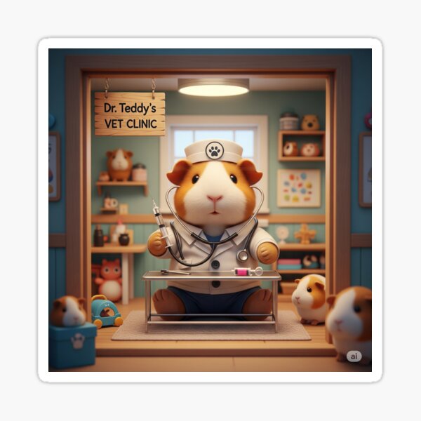 Item preview, Teddy Guinea Pig Veterinarian 1 designed and sold by Pawfessions.
