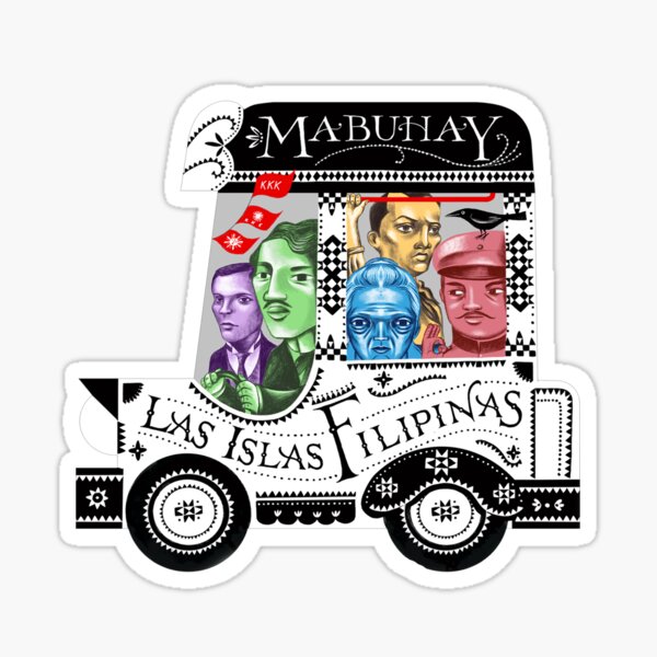 jeepney full of philippine national heroes illustration by robert alejandro Sticker
