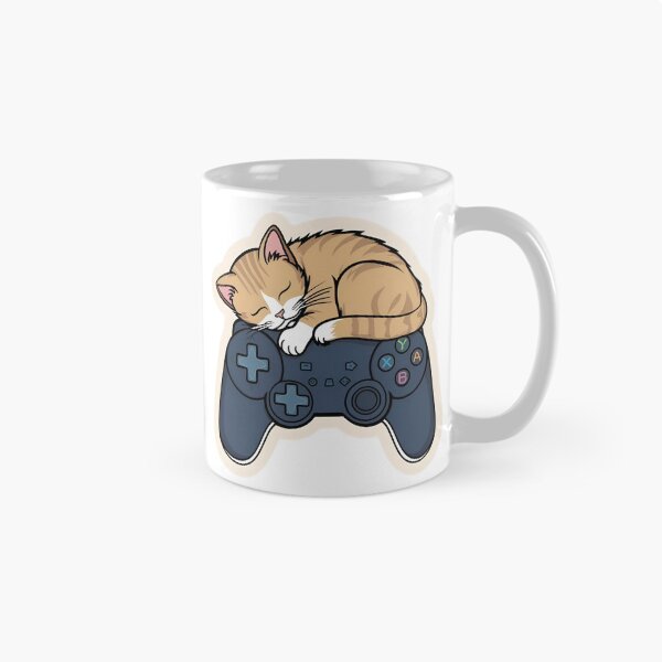 Item preview, Curled Up Cat on a Game Controller – Cozy Gamer Line Art designed and sold by echowood26.