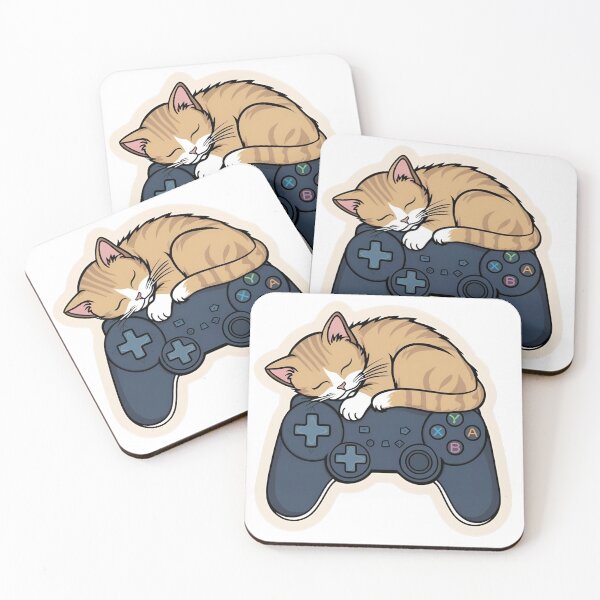 Item preview, Curled Up Cat on a Game Controller – Cozy Gamer Line Art designed and sold by echowood26.