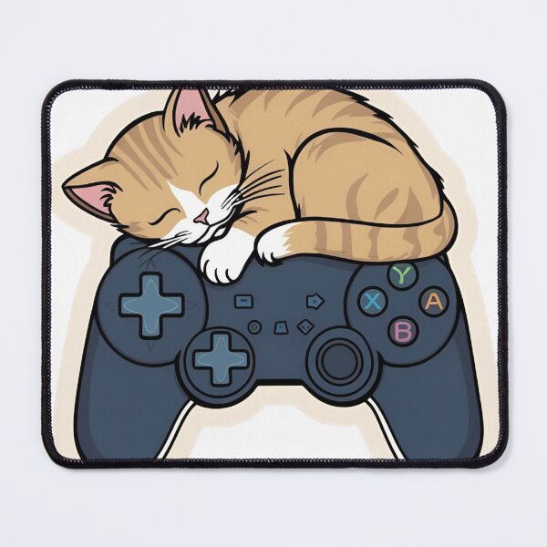 Item preview, Curled Up Cat on a Game Controller – Cozy Gamer Line Art designed and sold by echowood26.