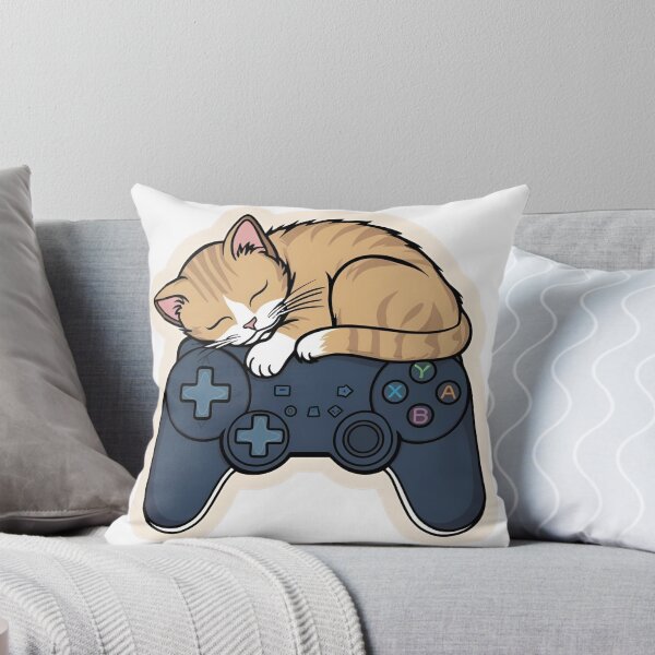 Item preview, Curled Up Cat on a Game Controller – Cozy Gamer Line Art designed and sold by echowood26.