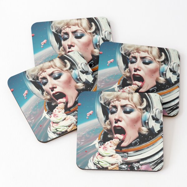 Item preview, Female Astronaut Eats Ice-cream 1970s Aesthetic 14 designed and sold by NickWhittleArt.