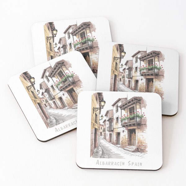 Item preview, Romantic alley in Albarracín, Spain – Historical architecture illustration in retro vintage style designed and sold by pod24.