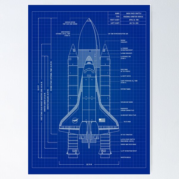 Item preview, NASA Space Shuttle Front Elevation (Vertical Blueprint) designed and sold by BGALAXY.