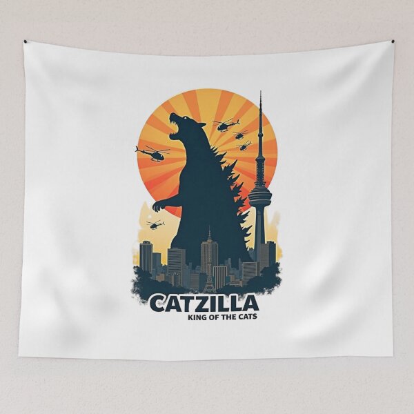 Item preview, Catzilla Cat Japanese Art Funny Cat Gifts For Men Women Kid T-Shirt designed and sold by Abd00essamad.