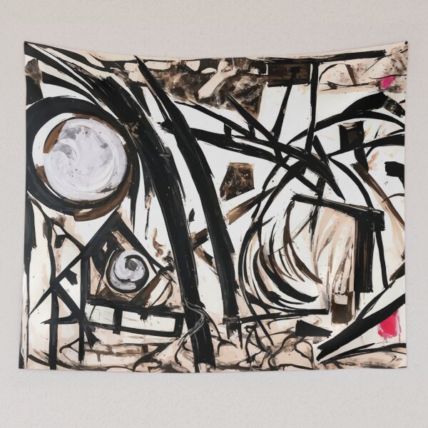 Item preview, Urban Labyrinth – Chaotic Monochrome Abstract with Geometric Tension designed and sold by Victor Shadehorn.