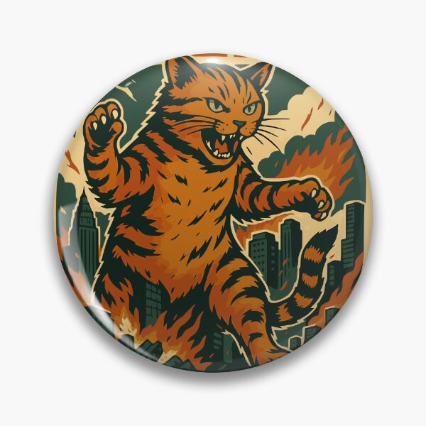 Item preview, CATZILLA - Rampaging Giant Cat – Funny Retro Monster Parody Design designed and sold by Red Fox Design.