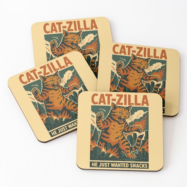 Item preview, CATZILLA - Rampaging Giant Cat – Funny Retro Monster Parody Design designed and sold by Red Fox Design.
