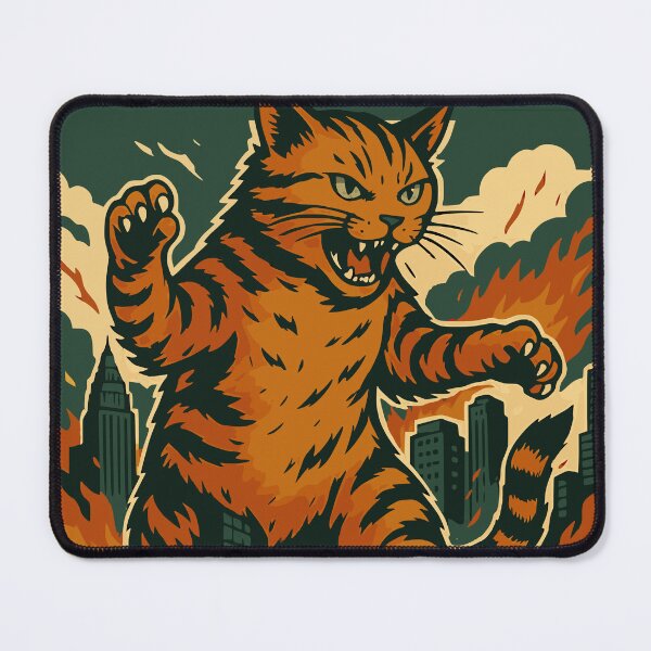 Item preview, CATZILLA - Rampaging Giant Cat – Funny Retro Monster Parody Design designed and sold by Red Fox Design.