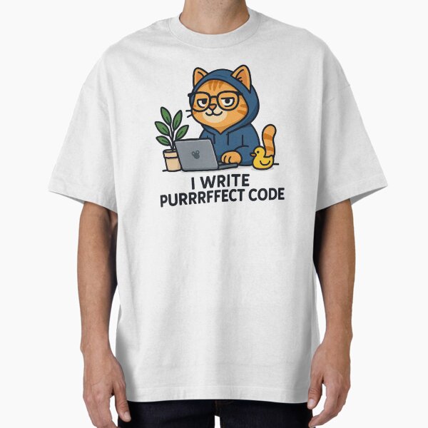 Cat Developer - I Write Purrrffect Code Oversized T-Shirt