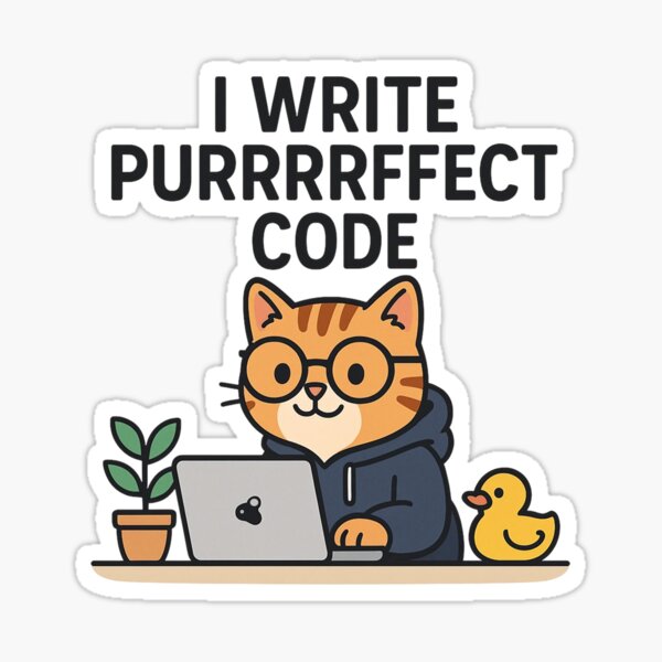 Item preview, Cat Dev & Duck Debug - I Write Purrrrffect Code designed and sold by taste-with-it.