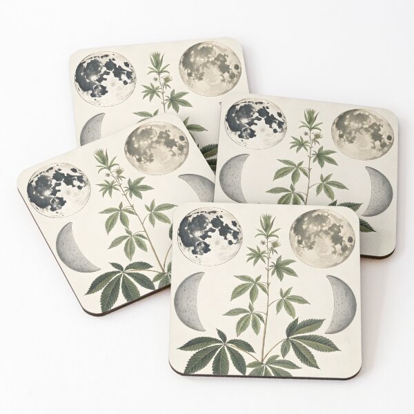 Item preview, antique botanical illustration with moon designed and sold by DuskTillDown.