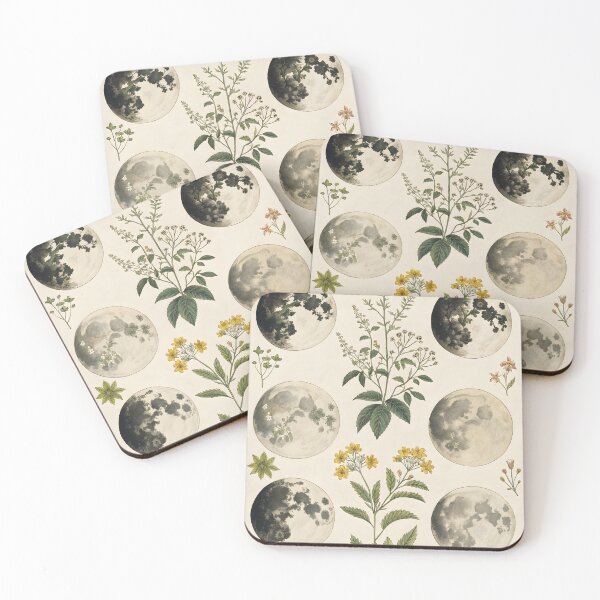 Item preview, antique botanical illustration with moon designed and sold by DuskTillDown.