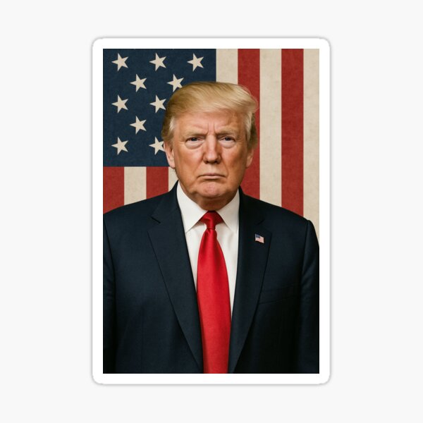 Item preview, President Trump in front of Flag Pattern designed and sold by ShopTheMilkMan.
