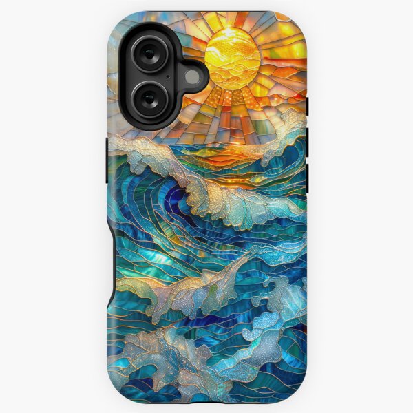 Item preview, Whimsical Ocean Waves at Sunset: Stained Glass Mosaic designed and sold by MargaretWiktor.