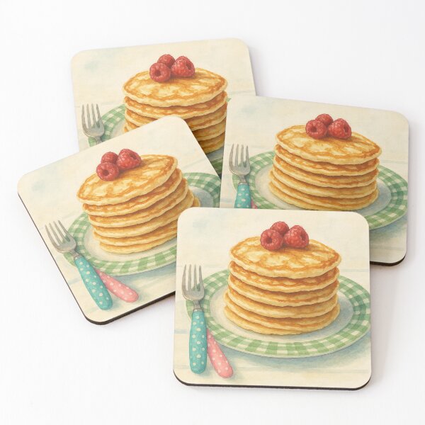 Item preview, Stack of Pancakes with Raspberries  Watercolor Food Art designed and sold by Pacika.