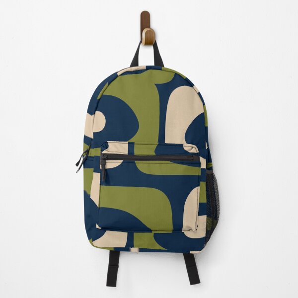 Item preview, Mid Century Modern Retro Abstract Minimalist Piquet Pattern in Navy Blue and Olive Green designed and sold by kierkegaard.