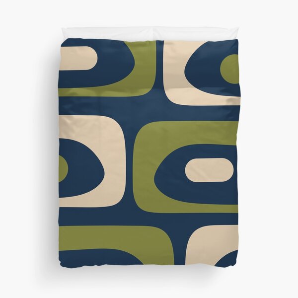 Item preview, Mid Century Modern Retro Abstract Minimalist Piquet Pattern in Navy Blue and Olive Green designed and sold by kierkegaard.