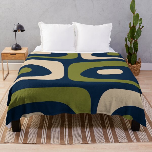Item preview, Mid Century Modern Retro Abstract Minimalist Piquet Pattern in Navy Blue and Olive Green designed and sold by kierkegaard.