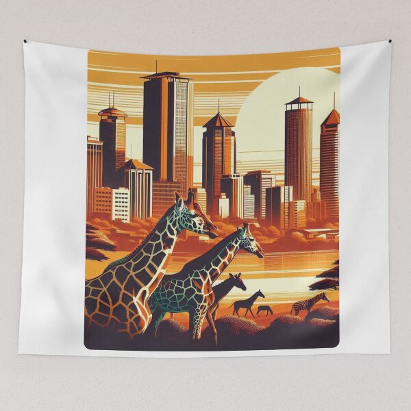 Item preview, Nairobi City in 80s Style – Retro Urban Design for Apparel, Accessories & Gifts | AI Art for City Lovers & Travelers designed and sold by knalpot-design.