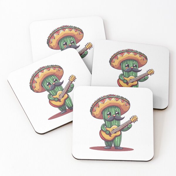 Item preview, Funny Cactus with Sombrero and Acoustic Guitar designed and sold by Mariana Shymkovych.