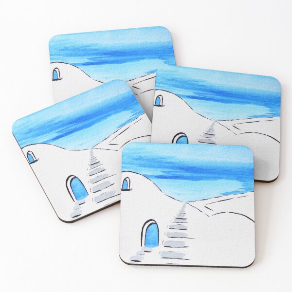 Item preview, Minimalist Greek Island | Blue and White Greece | Santorini | Watercolor  designed and sold by AngelaMarieArt.