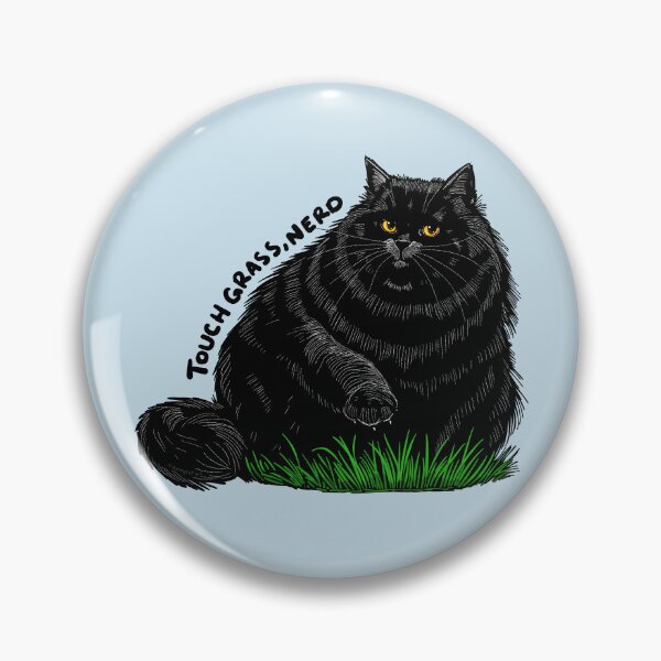 Item preview, Touch Grass, Nerd, Chonky Black Cat designed and sold by KilkennyCat Art.
