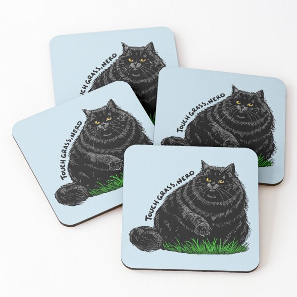 Item preview, Touch Grass, Nerd, Chonky Black Cat designed and sold by KilkennyCat Art.