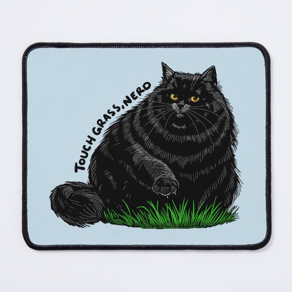 Item preview, Touch Grass, Nerd, Chonky Black Cat designed and sold by KilkennyCat Art.