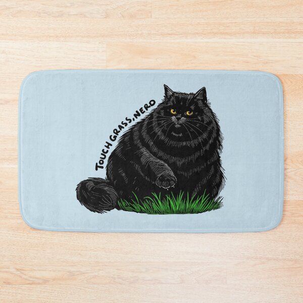 Item preview, Touch Grass, Nerd, Chonky Black Cat designed and sold by KilkennyCat Art.