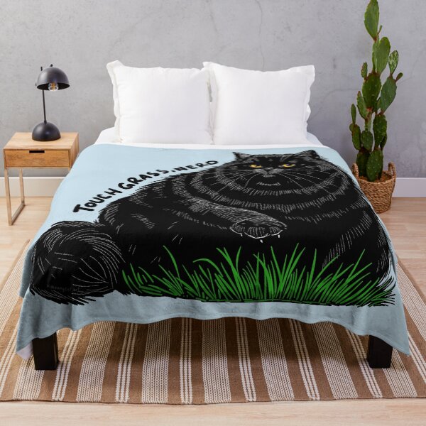 Item preview, Touch Grass, Nerd, Chonky Black Cat designed and sold by KilkennyCat Art.