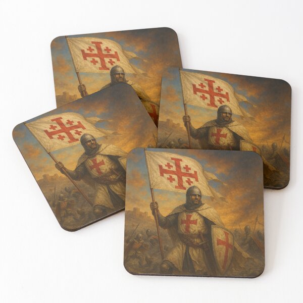 Item preview, Templar Knight Jerusalem Cross Flag designed and sold by historyandmore.