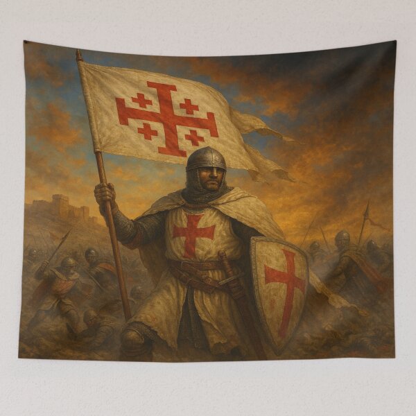 Item preview, Templar Knight Jerusalem Cross Flag designed and sold by historyandmore.