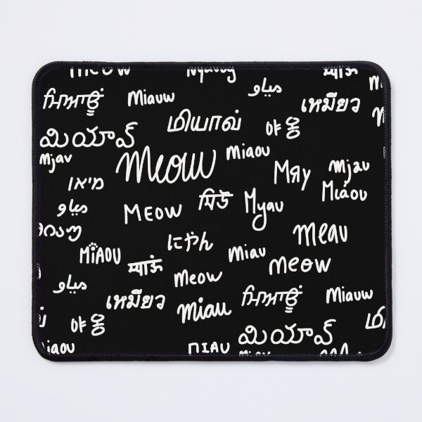 Item preview, White on Black Multilingual Cat Sounds Meow Pattern designed and sold by sagm.