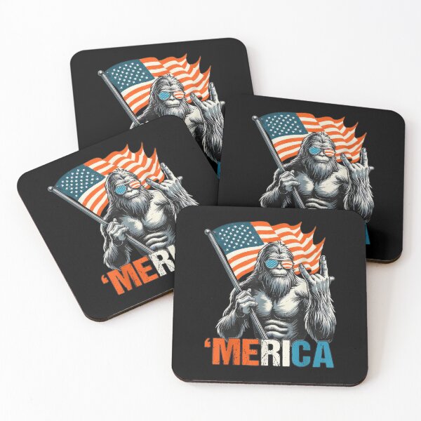 Item preview, Merica Bigfoot Holding American Flag USA 4th of July designed and sold by BASKF.