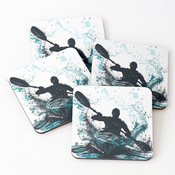 Item preview, Kayak Power – Bold Silhouette on Turbulent Water Splash Art designed and sold by JenniferCreaArte .
