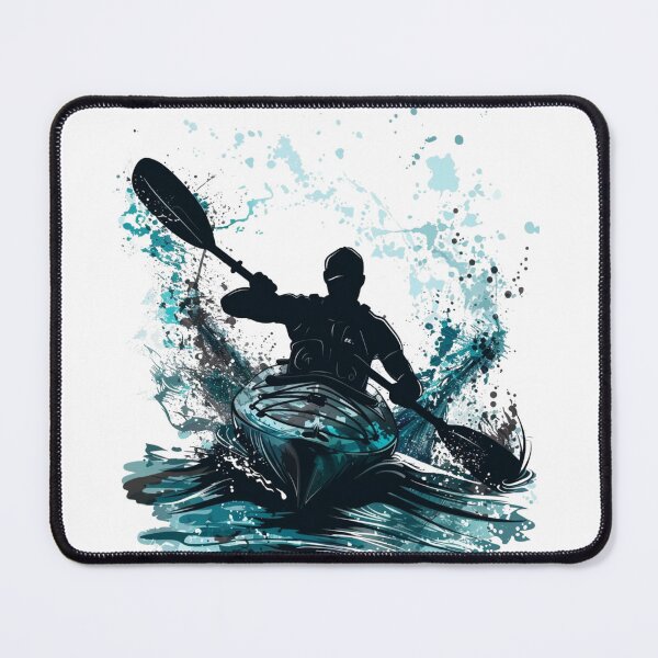 Item preview, Kayak Power – Bold Silhouette on Turbulent Water Splash Art designed and sold by JenniferCreaArte .