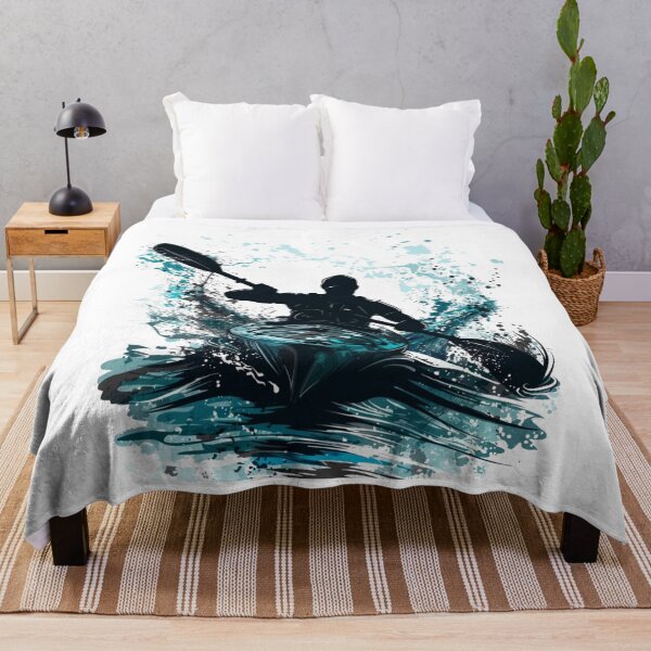 Item preview, Kayak Power – Bold Silhouette on Turbulent Water Splash Art designed and sold by JenniferCreaArte .