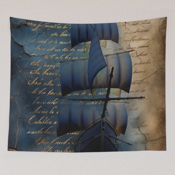 Item preview, Steampunk Voyage – Antique Sailship on Cracked Manuscript designed and sold by sneidere9dace.