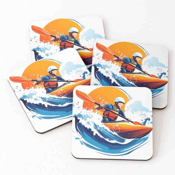 Item preview, Sunset Kayak Ride – Minimal Adventure Splash Art designed and sold by JenniferCreaArte .
